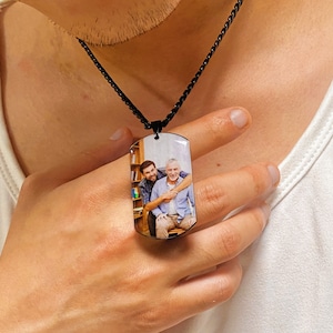 Custom Military ID Tag (Dog Tag) Necklace, Custom Personalized Dog Tags with Your Picture, Photo Dog Tag Necklace, Boyfriend Gift for Him