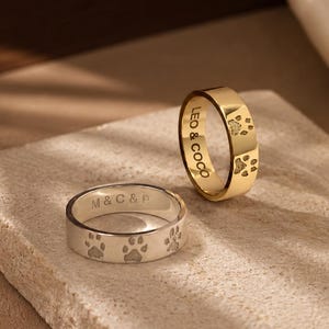 Bague patte d'animal de compagnie • Bague empreinte de patte personnalisée • Cadeau pour maman chien/chat • Bague commémorative en argent sterling pour animal de compagnie • Cadeau pour amoureux des animaux • Bague pour bébé en fourrure • Cadeaux en cas de perte d'un animal de compagnie