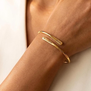 Custom Engraved Double Name Bangle Bracelets, Engraved Bangle, Name Bracelet, Bridesmaid Gift, Personalized Bangle, Christmas Gift