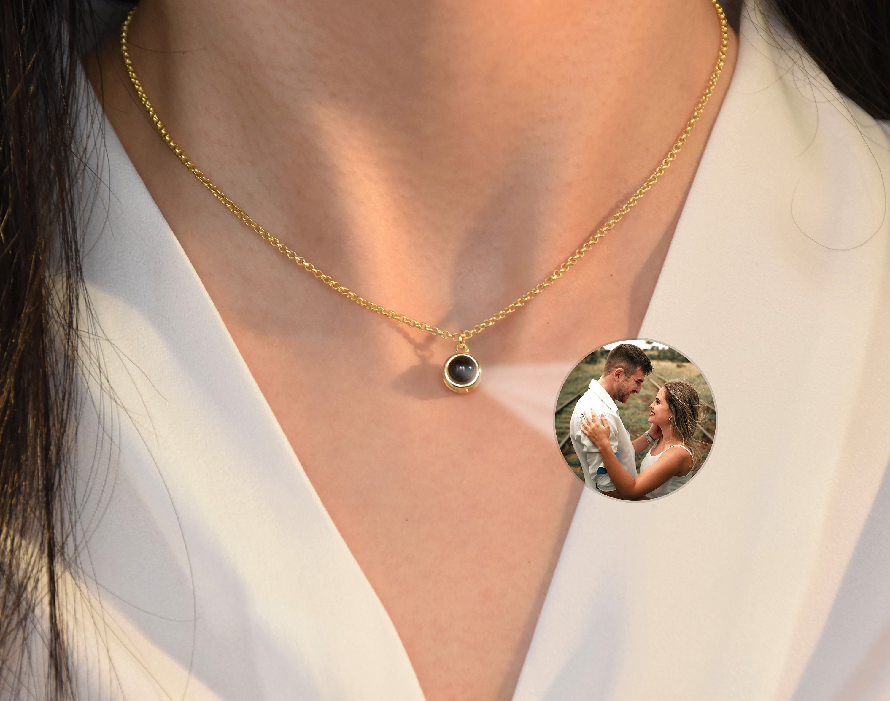 Custom Photo Projection Necklace,personaliz Projection Necklace,round Pendant  Necklace,picture Inside Jewelry,memorial Necklace,gift for Her - Etsy