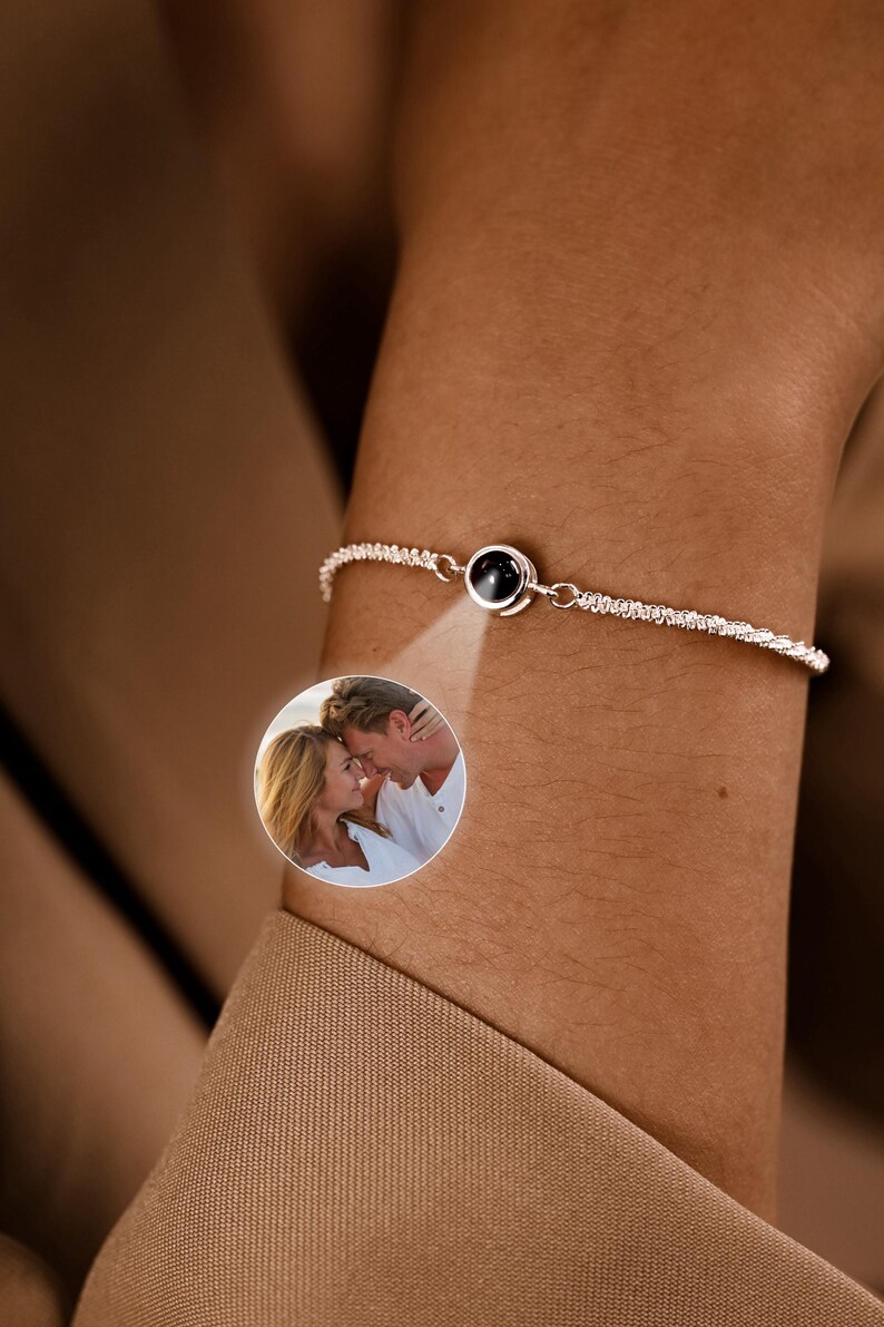 Custom Picture Bracelet • Photo Bracelet Sparkling Chain • Photo Projection Bracelet for Women • Photo Memorial Bracelet • Gifts for Grandma image 7
