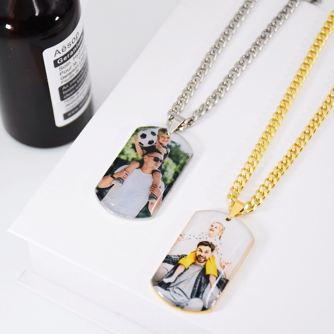 Custom Military ID Tag dog Tag Necklace, Custom Personalized Dog Tags With Your Picture, Photo
