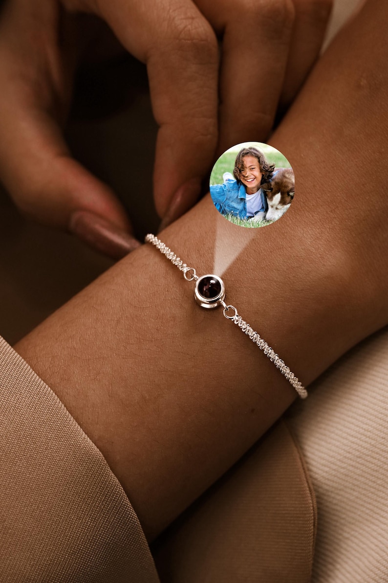 Custom Picture Bracelet • Photo Bracelet Sparkling Chain • Photo Projection Bracelet for Women • Photo Memorial Bracelet • Gifts for Grandma image 4
