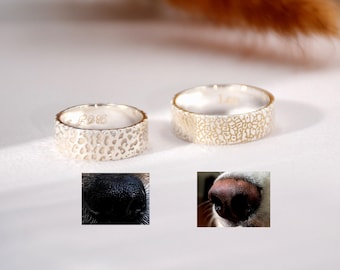 Dog Nose Print Ring • Custom Pet's Nose print Ring  • Couple Ring • Memorial Ring•Actual Handwriting Ring •Fingerprint Ring•Christmas Gifts
