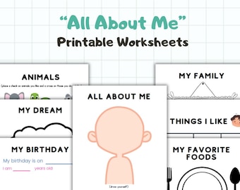 Printable All About Me Worksheets for Kids | Get to Know Me Activity Sheets | Instant Download | Homeschool & Classroom Activities