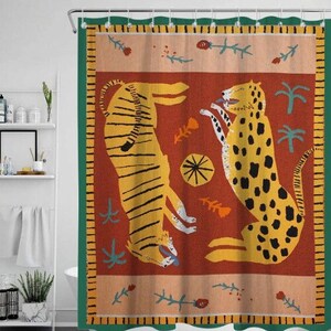 Cortina de ducha impermeable animales jirafa divertida estampado de  acuarela creativa decoración de baño ganchos tela