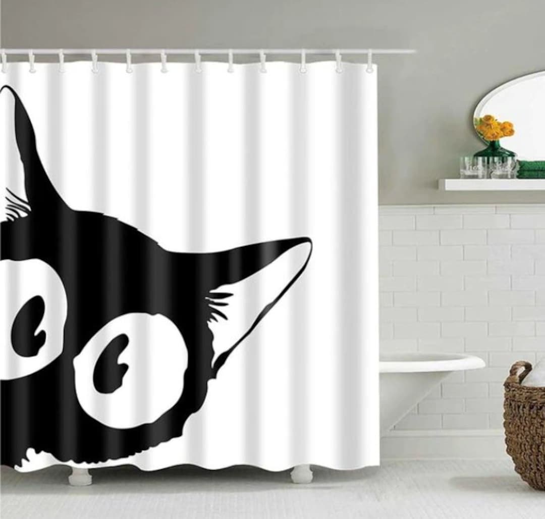 Funny Cat Shower Curtain Meme, Gag Gift, Birthday Present, Dorm Room