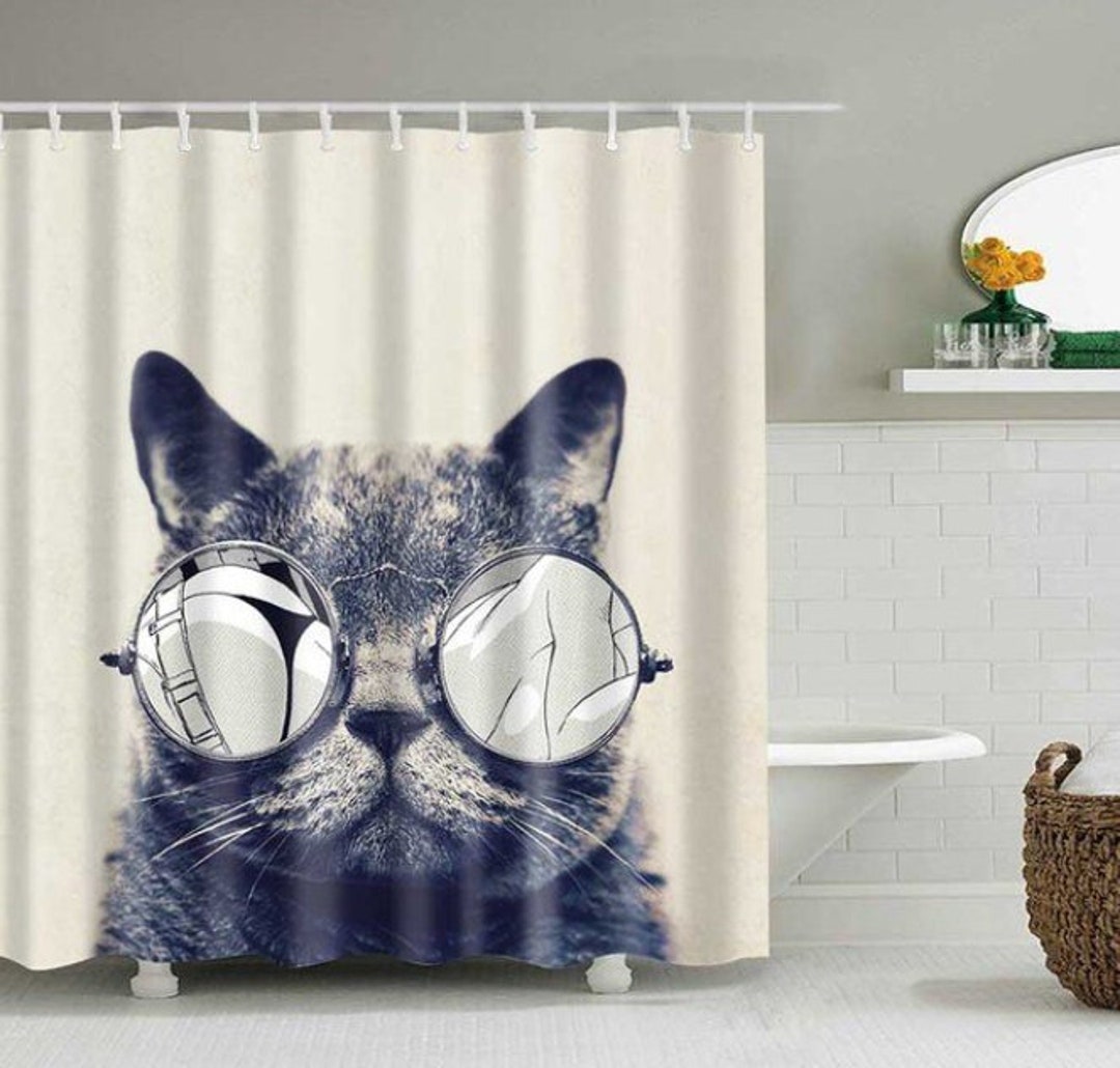 Funny Cat Shower Curtain Meme Gag Gift Birthday Present Etsy