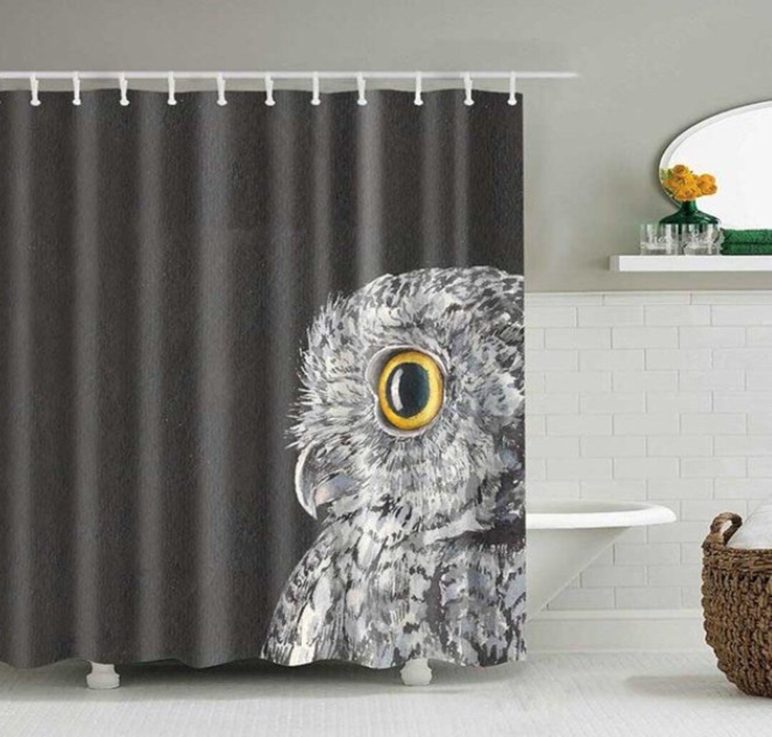 Funny Owl Shower Curtain Meme, Gag Gift, Birthday Present, Dorm Room