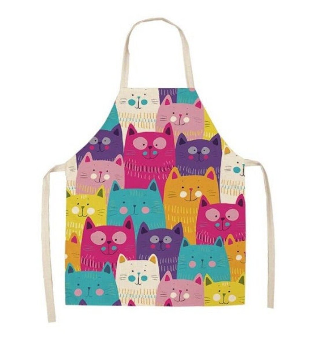 Cat Print Apron Cooking Cartoon, Kids and Adults, Family, Kitchen ...