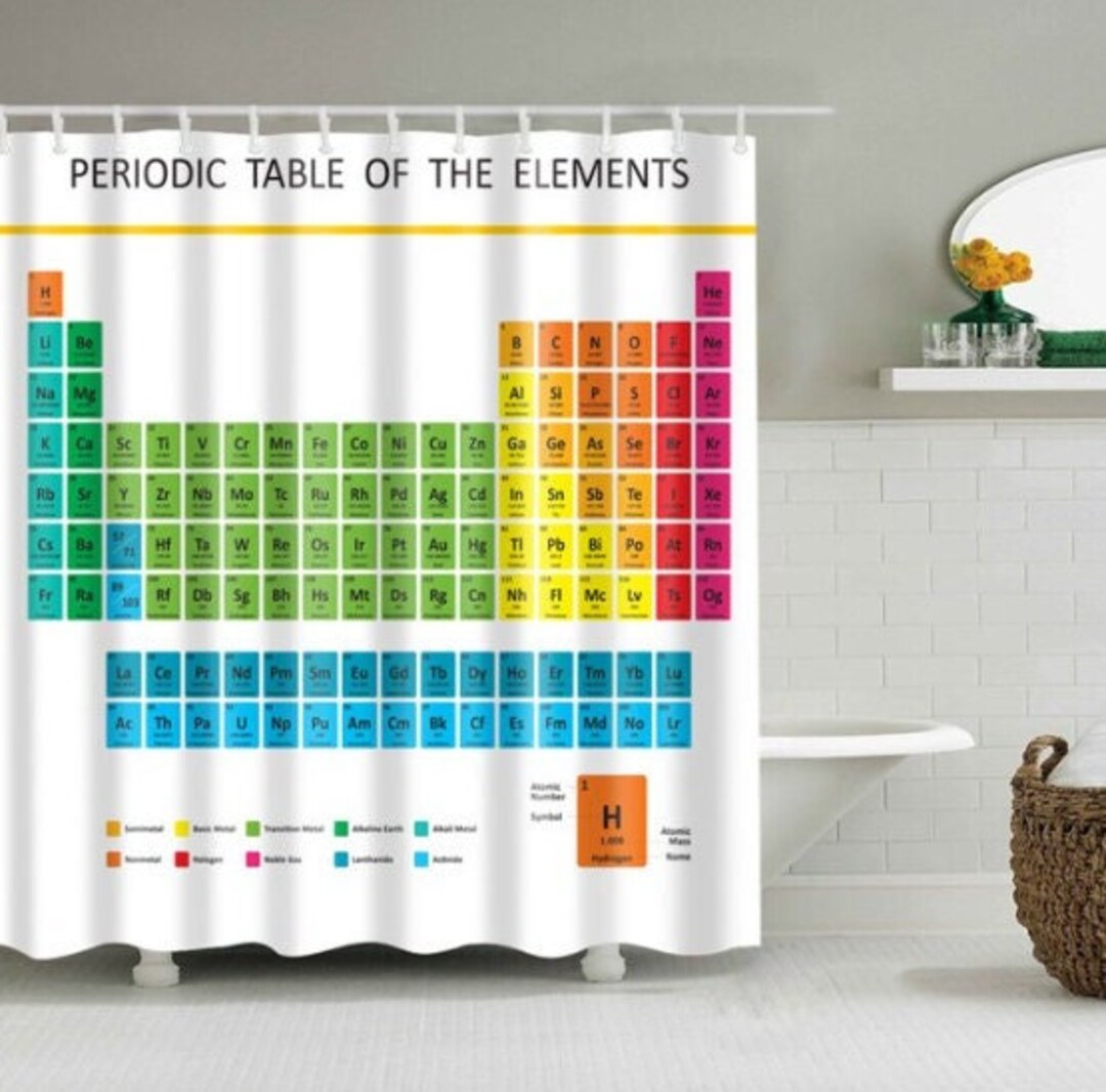 Periodic Table Shower Curtain Print Gag Gift Birthday Etsy