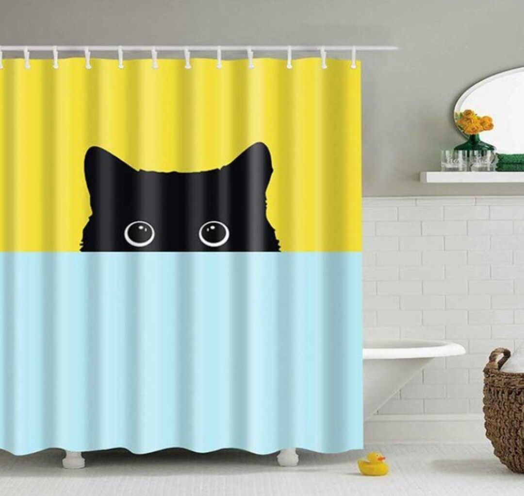 Funny Cat Shower Curtain Meme Gag Gift Birthday Present Etsy