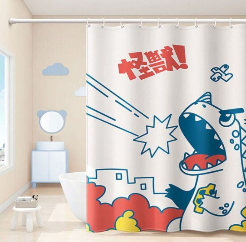 Godzilla Shower Curtain Meme, Gag Gift, Birthday Present, Dorm Room