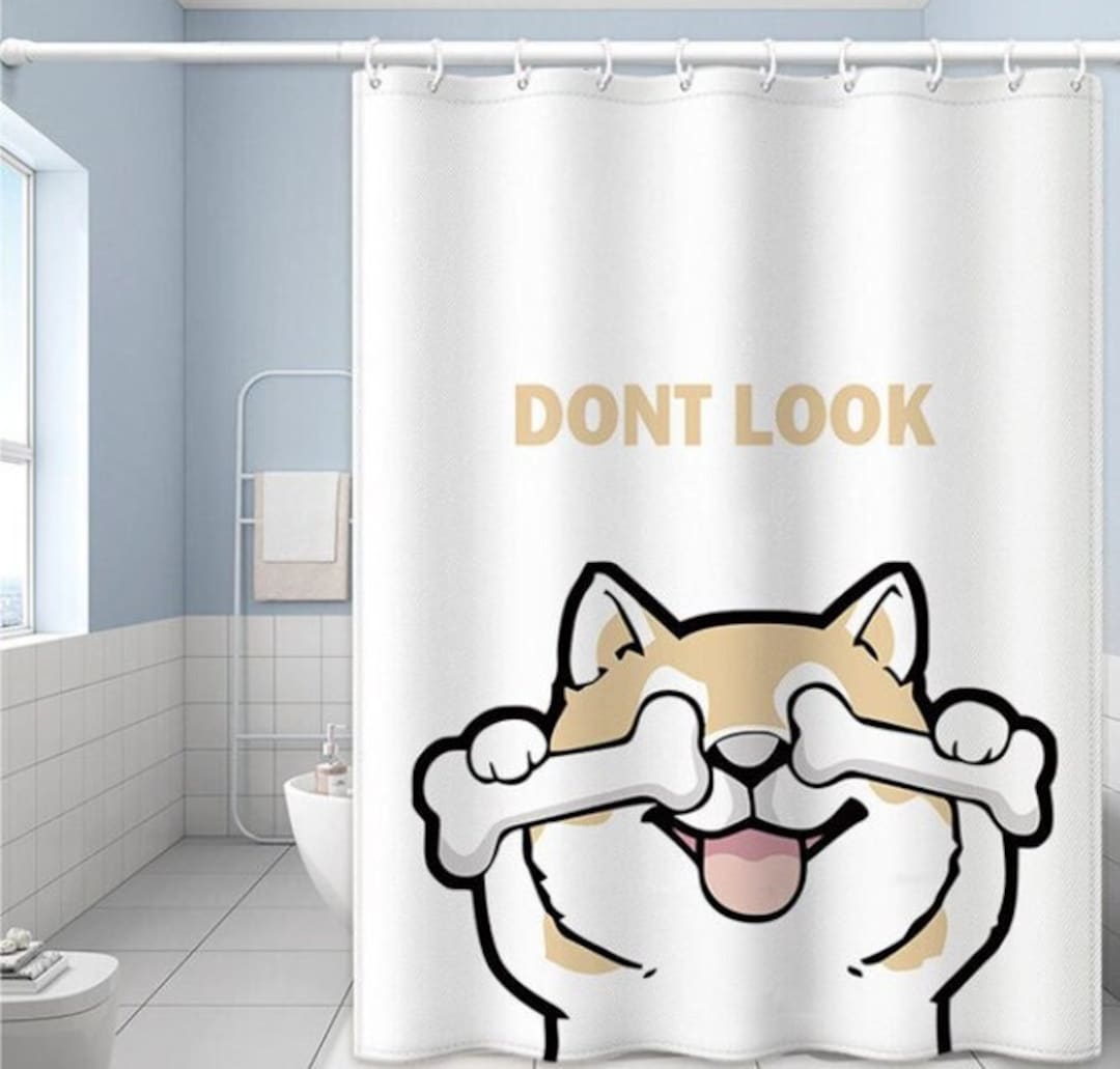 Funny Dog Shower Curtain Meme, Gag Gift, Birthday Present, Dorm Room