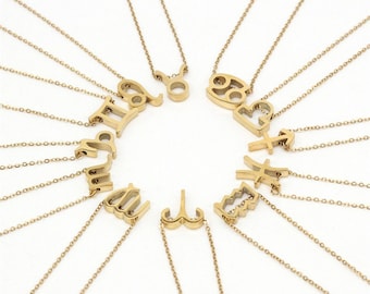 Zodiac Sign Necklace • Stainless Steel Constellation Pendant