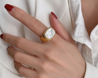 Square Signet Ring • Gold or Silver Stainless Steel