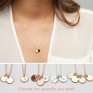 Personalized Necklace with Initials · Delicate Plated Chain with Engraving Plates· Initial Coin Necklace · Personalized Design Necklace Gift