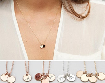 Personalized Initial Coin Necklace • Stainless Steel, Delicate Chain