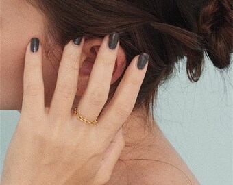 Gold Filled Paperclip Chain Link Ring • Stainless Steel