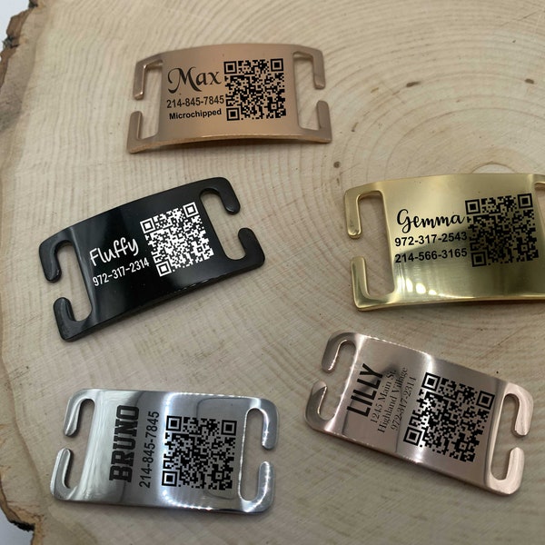 PingTAG QR Code Silent Pet •Slide on Dog Tag •  Custom Pet Tag • Dog Name Tags • Dog Tags for Dogs • Pet ID Tag Collar Slide