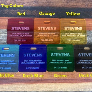 Low Profile, Low Visability Personalized Acrylic Luggage Tag, Acrylic ...