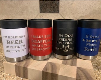 Personalized Can Cooler: Engraved Stainless Steel Insulated Bottle Holder