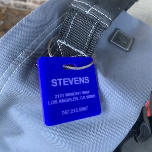 Low Profile, Low Visability Personalized Acrylic Luggage Tag, Acrylic ...
