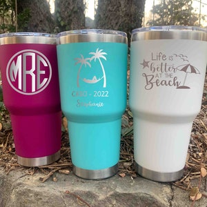 Vacation 30oz Powder Coated Insulated Cup, Beach Insulated Tumbler, Stainless Steel Tumbler Mug YETI Style Double Wall Tumbler