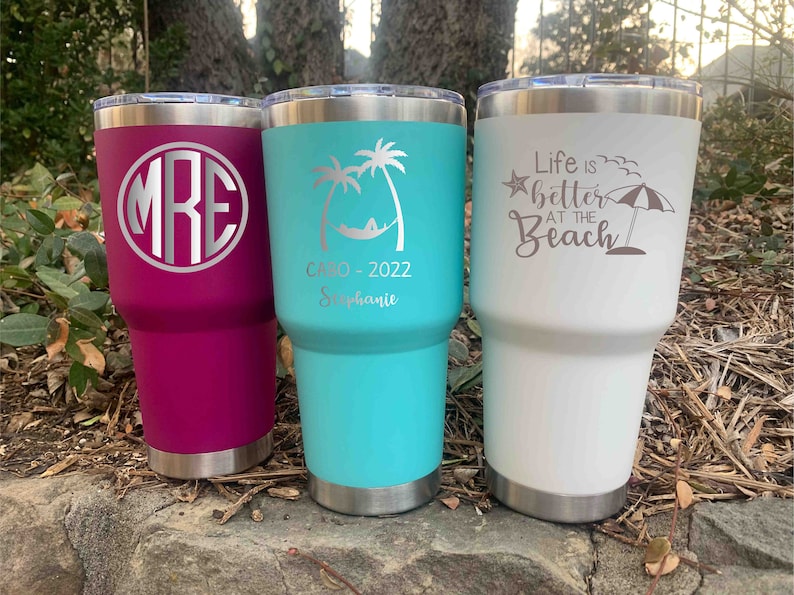 Vacation 30oz Powder Coated Insulated Cup Beach Insulated Etsy
