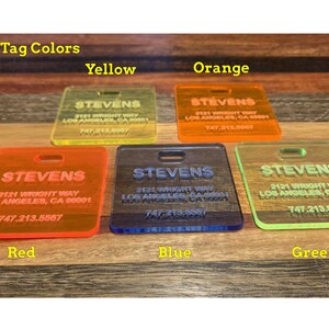 Low Profile, Low Visability Personalized Acrylic Luggage Tag, Acrylic ...