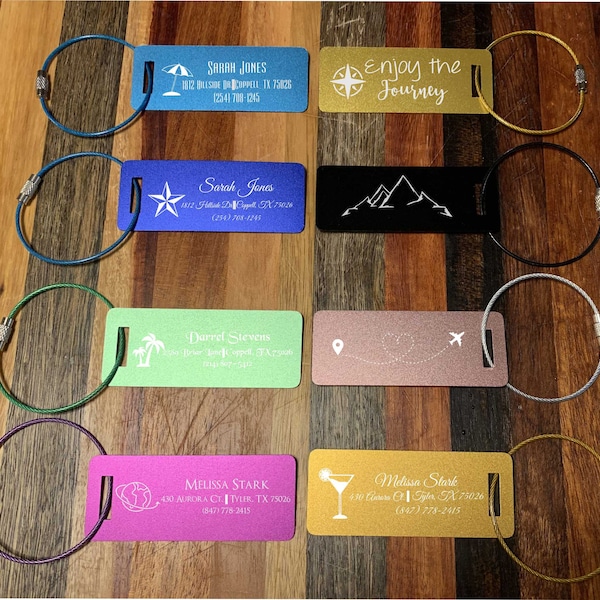 Slim Personalized Engraved Travel Tag, Metal Luggage Tag, Travel Gift, Bag ID, Suitcase tag, Backpack tag