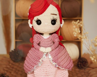 Mermaid princess Crochet Pattern PDF amigurumi (pink dress)