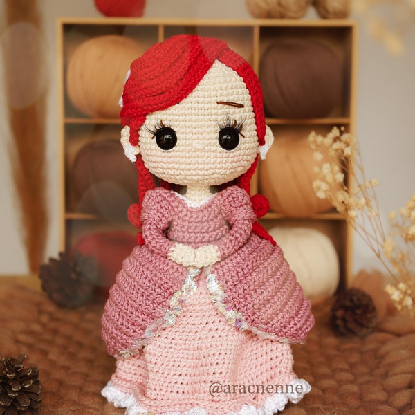 Mermaid princess Crochet Pattern PDF amigurumi (pink dress)