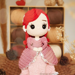 Mermaid princess Crochet Pattern PDF amigurumi pink dress image 3