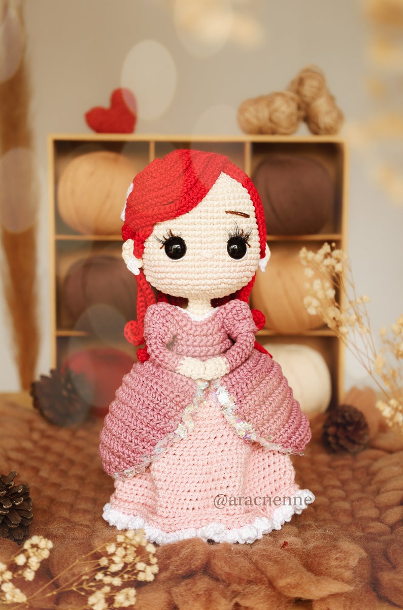 Mermaid princess Crochet Pattern PDF amigurumi pink dress image 3