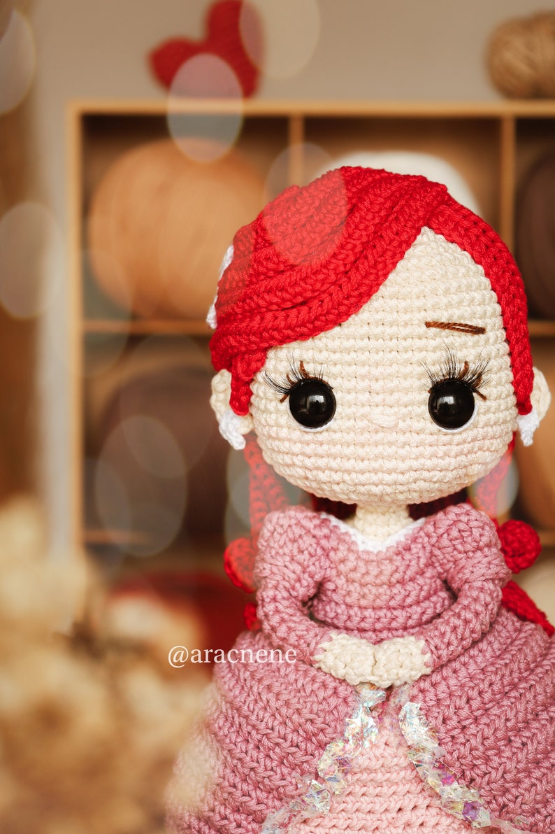 Mermaid princess Crochet Pattern PDF amigurumi pink dress 画像 6