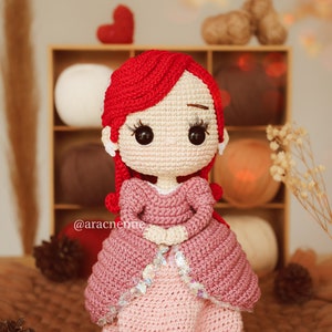 Meerjungfrau-Prinzessin Häkelanleitung PDF Amigurumi rosa Kleid Bild 4