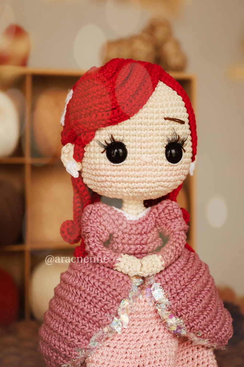 Mermaid princess Crochet Pattern PDF amigurumi pink dress image 5