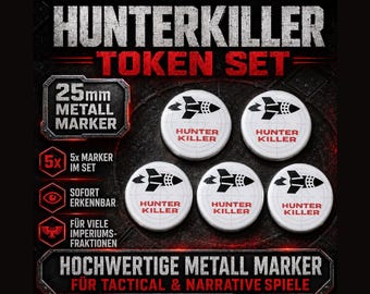 Zestaw metalowych żetonów Hunter Killer pasujących do 10. edycji Warhammer 40k
