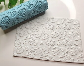 Monstera Texture Roller, Polymer Clay Embossing Tool, Seamless Pattern, #0099