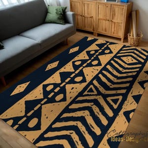 Savannah Teppich|Afrikanischer Teppich|Afrozentrischer Teppich|Safari Ethnische Bodenkunst|Maschinenwaschbarer Teppich|Braune Matte