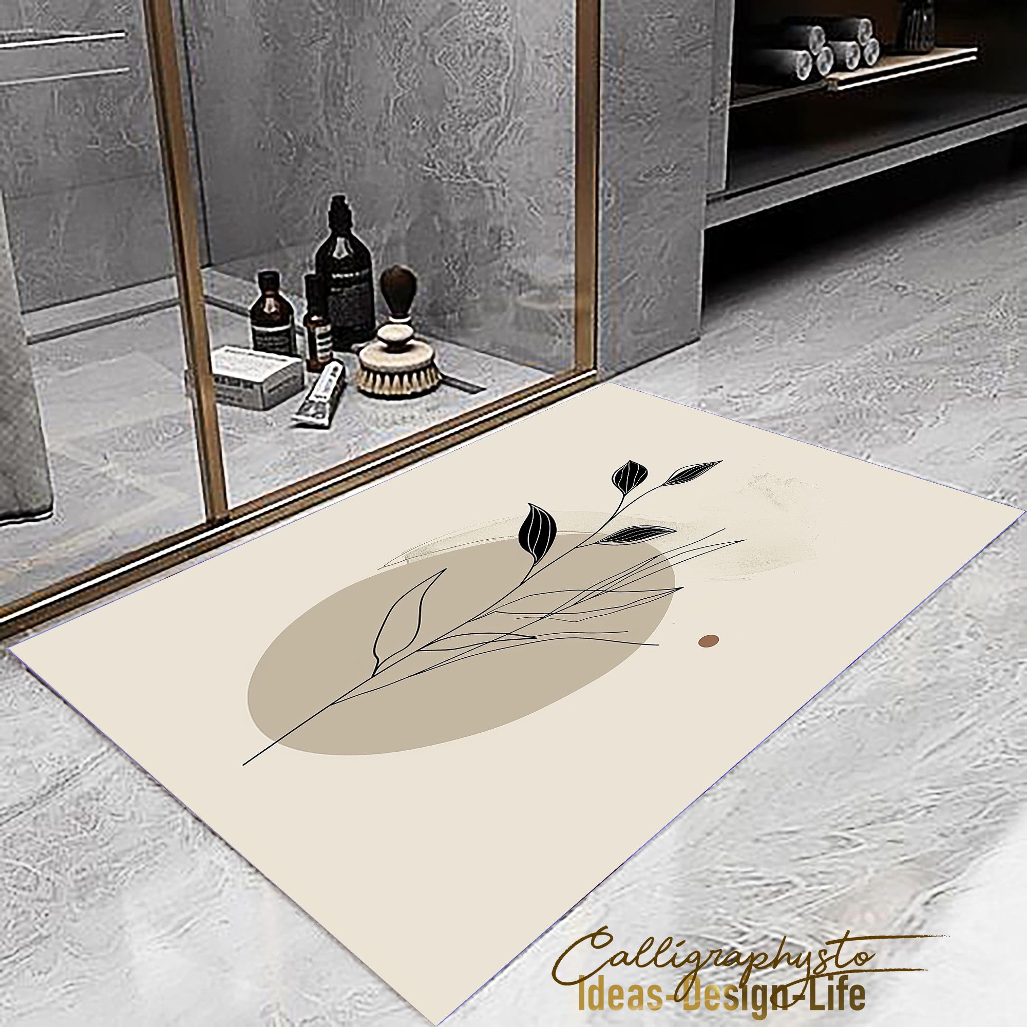 Tappeto Bagno Antiscivolo Eleganti Foglie Verdi Tappetini Bagno Poliestere Assorbente Asciugatura Rapida Tappetino Antiscivolo Zerbino Ingresso Antiscivolo Lavabile Tappeti Bagno Moderni 40x60cm