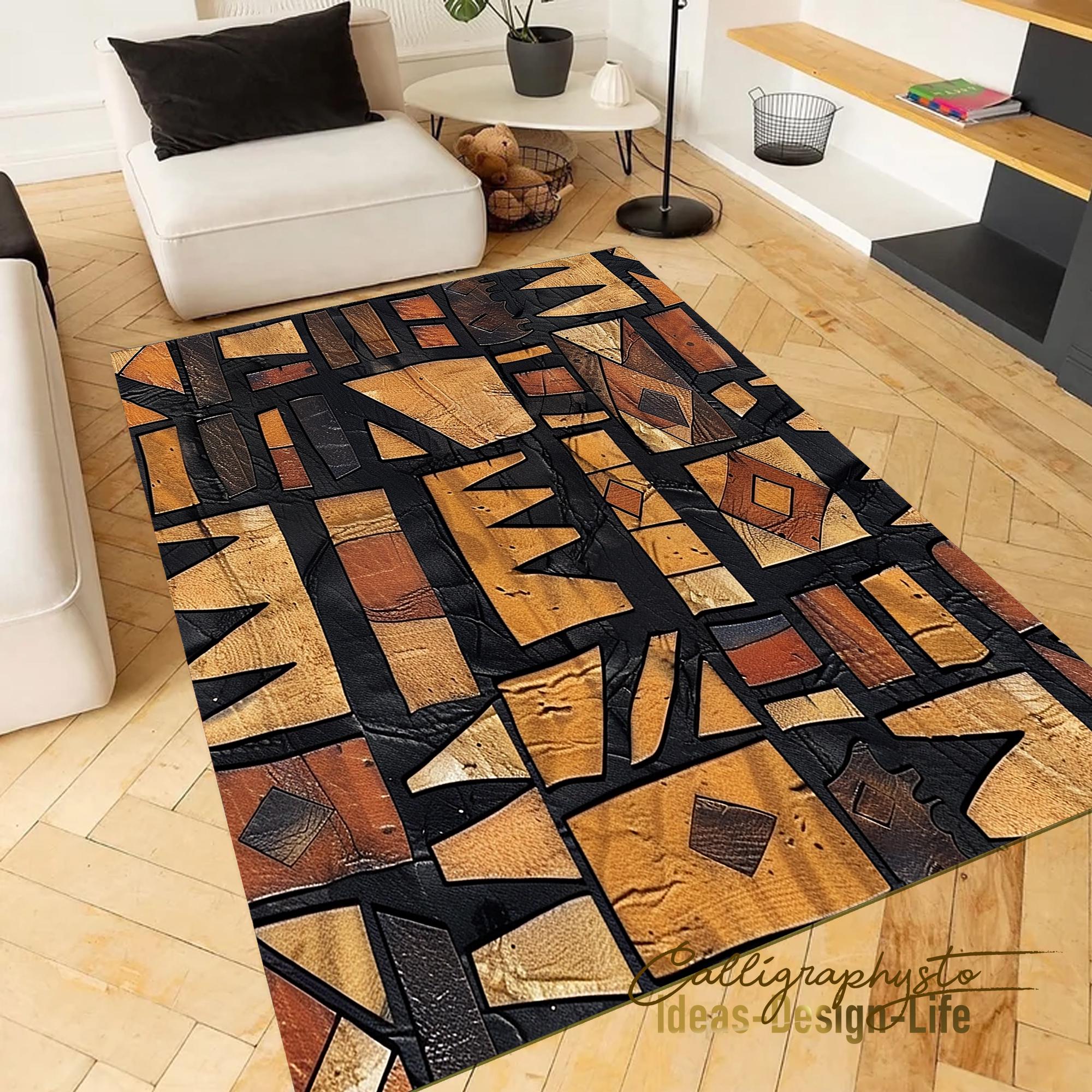 African Safari Area Rug | Afrocentric Ethnic Floor Art - Etsy