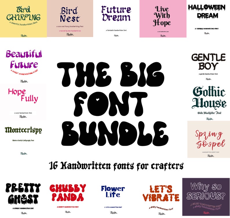 Handwritten Font Bundle – Cricut and Procreate Fonts (TTF & OTF) - Etsy ...