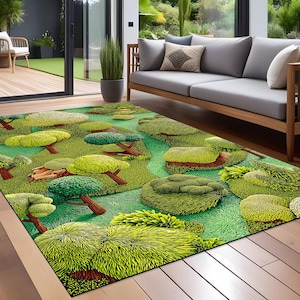 3D-Teppich Wald: Grün Wald Dekor, rutschfest