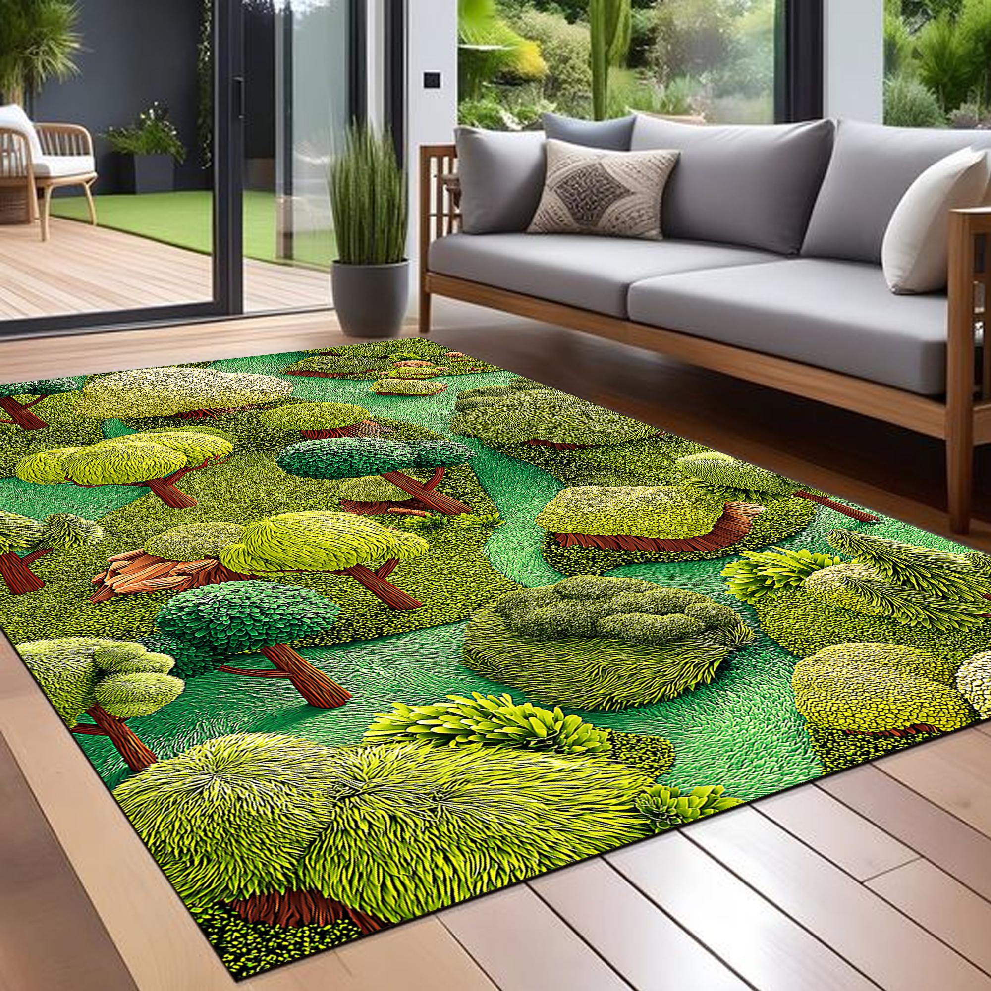 3D Forest Rug – Green Woodland Carpet, Nature Inspired Decor - Etsy