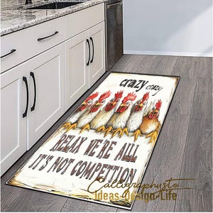 Chicken Kitchen Dining Room Runner Rug / Mat Non-Slip Machine Washable