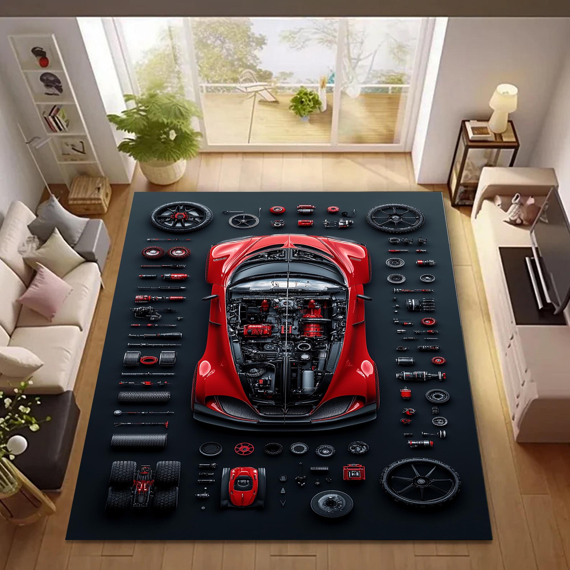 Bugatti Chiron Exploded View Rug: Kids Car Play Mat, Non-slip Base - Etsy