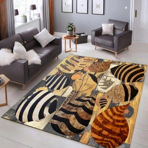 Safari Animal Print Area Rug | Afrocentric Brown Runner - Etsy