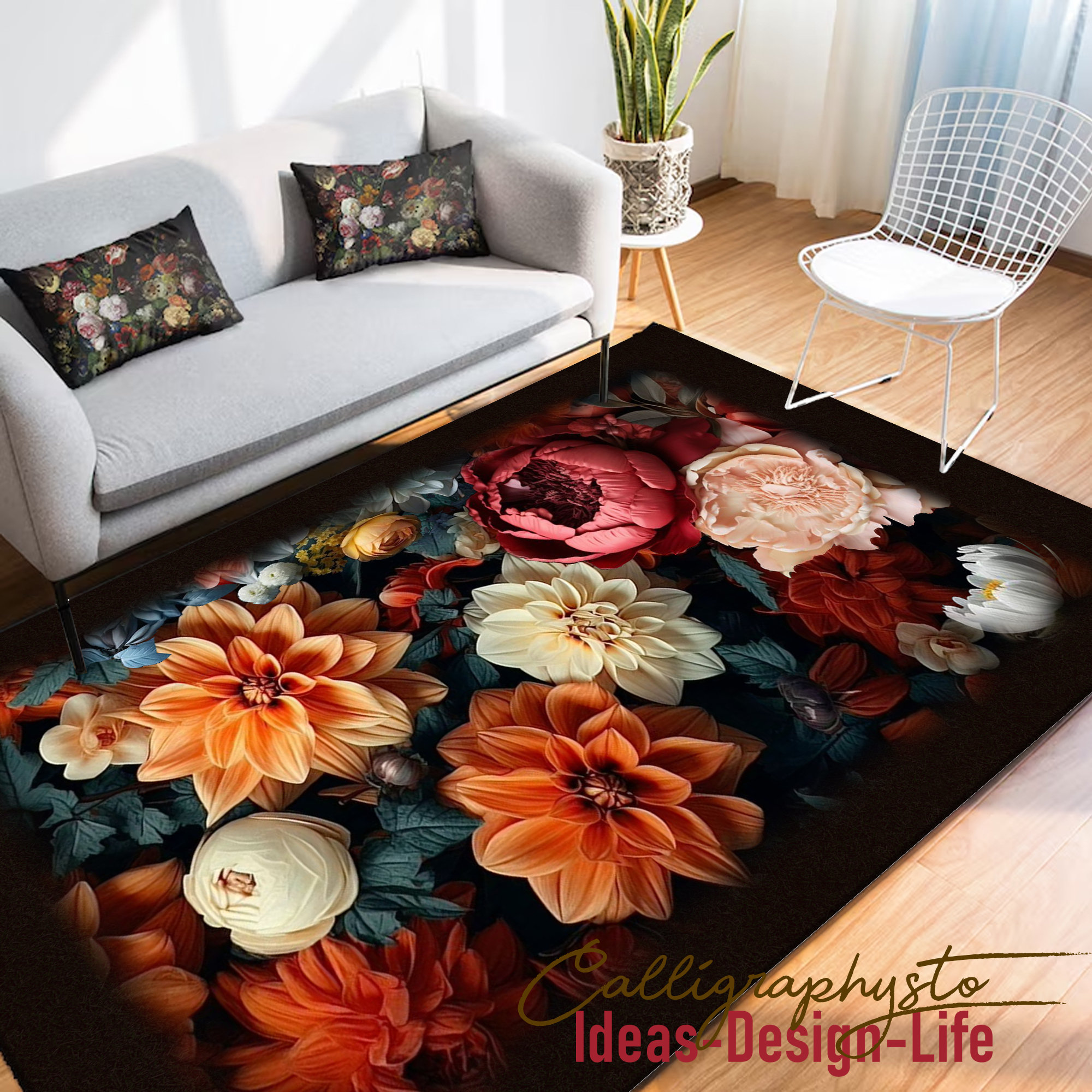 flower botanical ヴィンテージトルコラグ ボタニカル88×210 flower